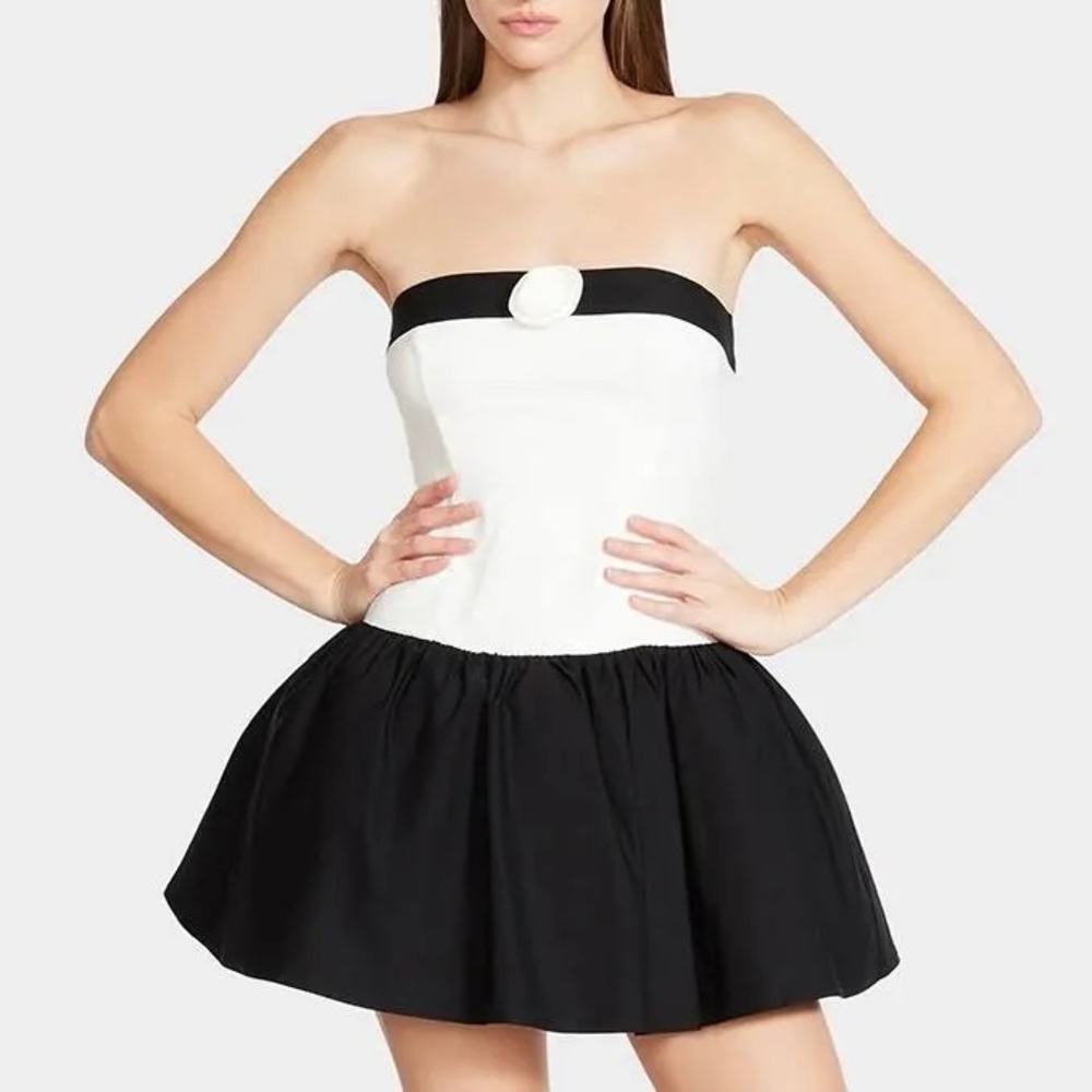 Betsy Johnson Adoria Rose Mini Dress black and white